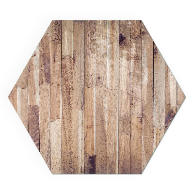 Hatszög alakú üveg kandalló alátét Geometrikus elrendezésű fa minta