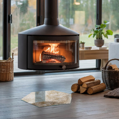 Hatszögletű kandalló üveg alátét Finom levélminták