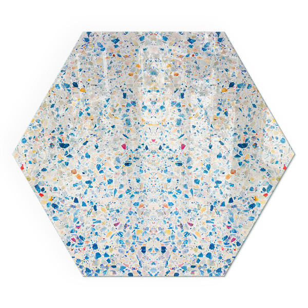 Hatszög alakú üveg kandalló alátét Absztrakt textúra motívum