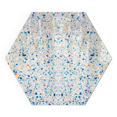 Hatszög alakú üveg kandalló alátét Absztrakt textúra motívum