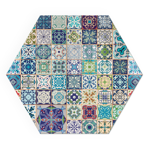 Hatszögletű kandalló alátét üveg Mozaik díszítő minták