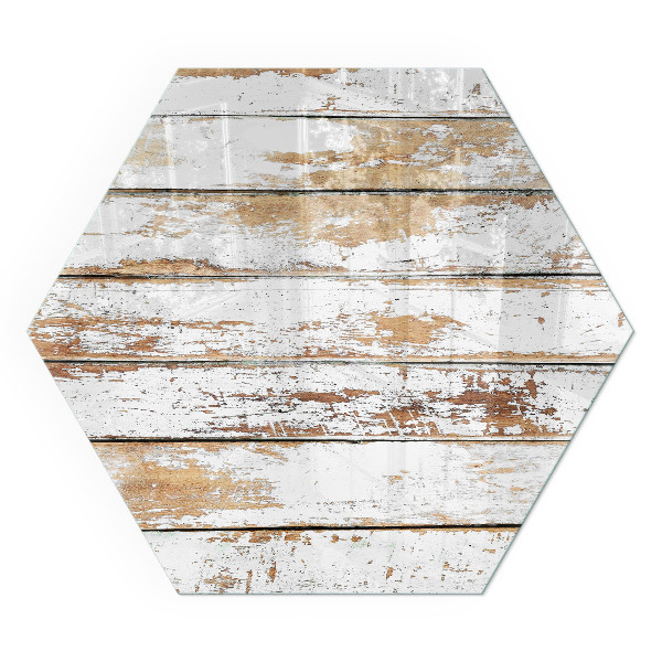 Hatszögletű kandalló alátét üveg Rozsdás fa tábla