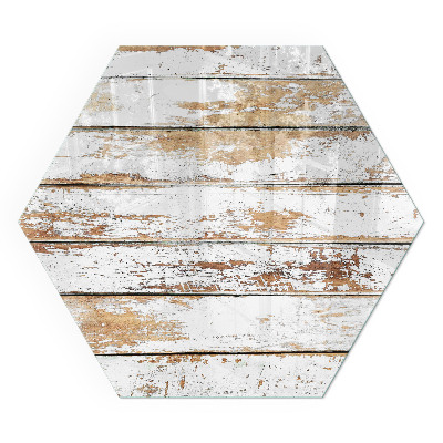 Hatszögletű kandalló alátét üveg Rozsdás fa tábla