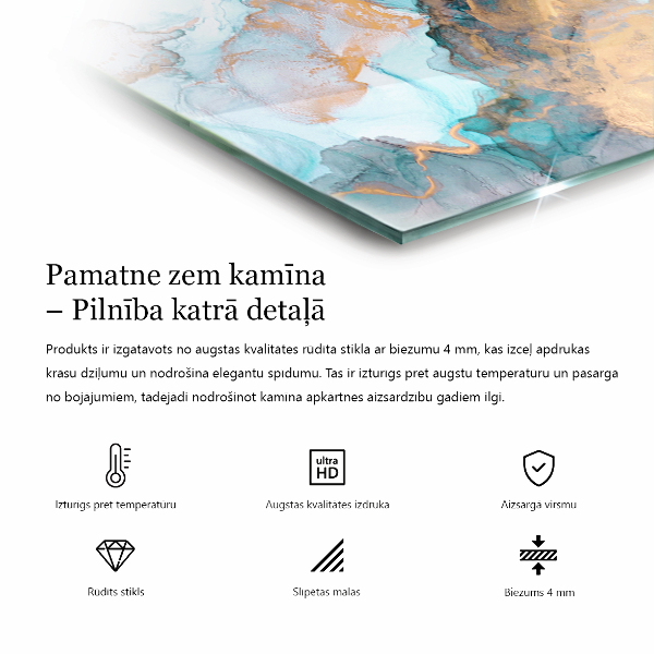 Hatszögletű kandalló alátét üveg Absztrakt hullámos és lineáris minták