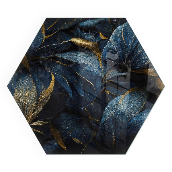 Hatszögletű kandalló üveg alátét Stílusos levelek a szerkezetben