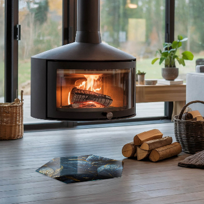 Hatszögletű kandalló üveg alátét Stílusos levelek a szerkezetben