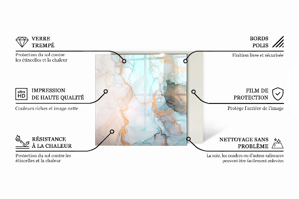 Hatszögletű kandalló alátét üveg Folyékony absztrakt motívum
