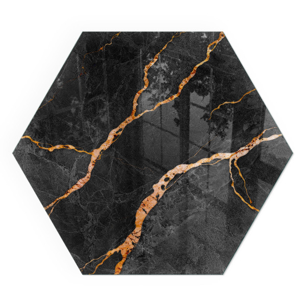 Hatszögletű kandalló alátét üveg Márvány stílus finom erezettel