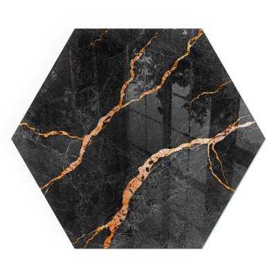 Hatszögletű kandalló alátét üveg Márvány stílus finom erezettel