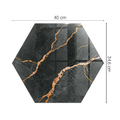 Hatszögletű kandalló alátét üveg Márvány stílus finom erezettel