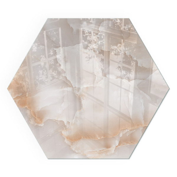 Hatszög alakú üveg kandalló alátét Kő organikus motívum