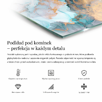 Hatszögletű kandalló üveg alátét Szürkészöld színű