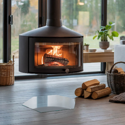 Hatszög alakú üveg kandalló alátét Szín Szürke