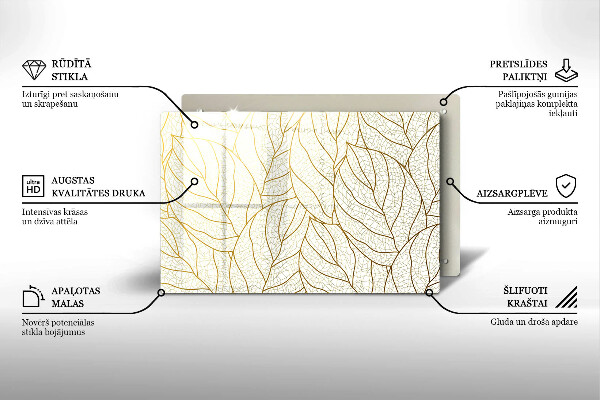 Üveg alátét gyertyákhoz dekoratív Line-art levelek minta