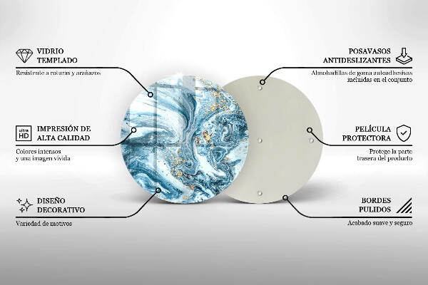 Üveg alátét gyertyákhoz Szerkezete arannyal