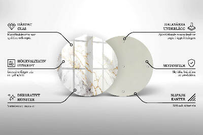 Síri gyertya alátét Világos márvány arannyal