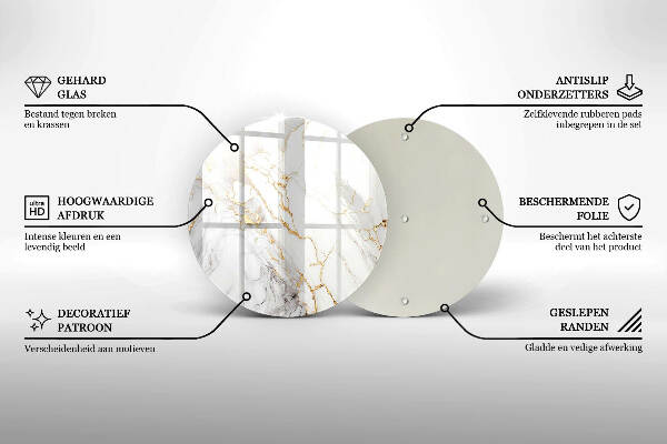 Síri gyertya alátét Világos márvány arannyal
