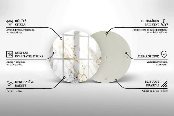 Síri gyertya alátét Világos márvány arannyal