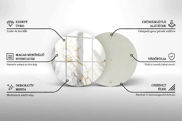 Síri gyertya alátét Világos márvány arannyal
