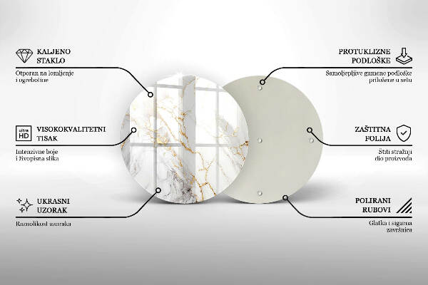 Síri gyertya alátét Világos márvány arannyal