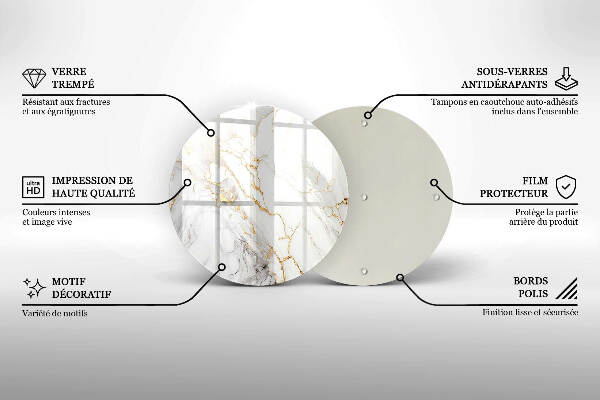 Síri gyertya alátét Világos márvány arannyal