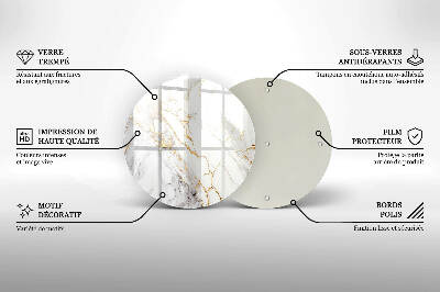 Síri gyertya alátét Világos márvány arannyal