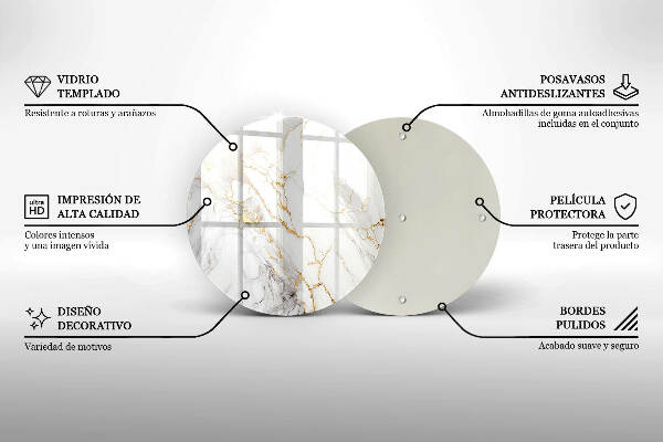 Síri gyertya alátét Világos márvány arannyal