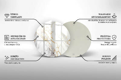 Síri gyertya alátét Világos márvány arannyal