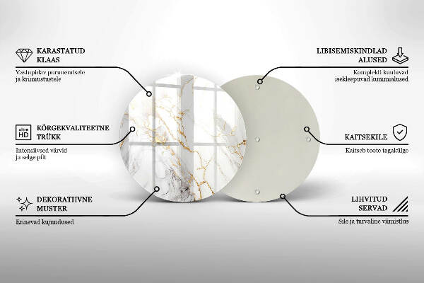 Síri gyertya alátét Világos márvány arannyal