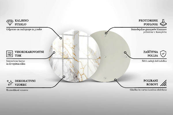 Síri gyertya alátét Világos márvány arannyal