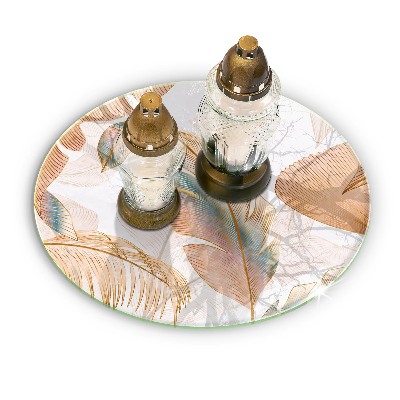 Síri gyertya alátét Boho tollak és levelek