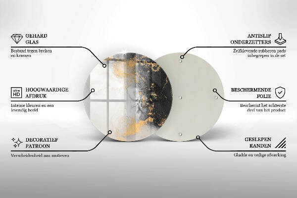 Üveg alátét gyertyákhoz Absztrakció arannyal