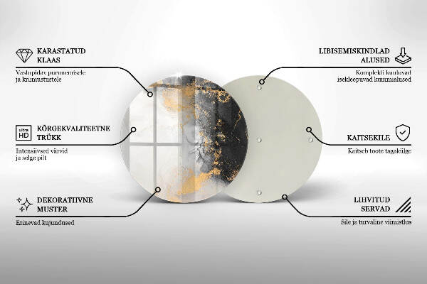 Üveg alátét gyertyákhoz Absztrakció arannyal