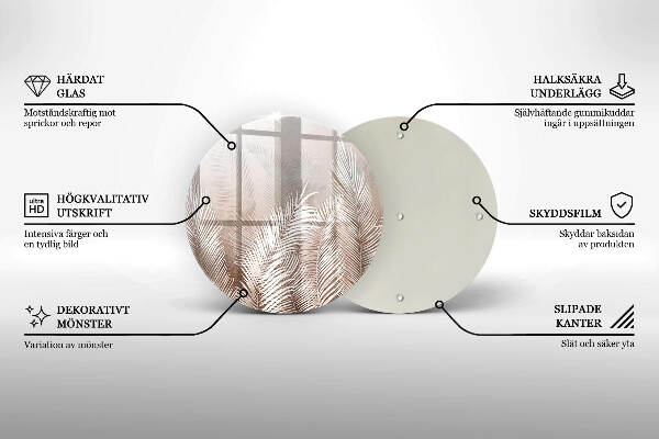 Üveg alátét gyertyákhoz Boho növényzet levelei