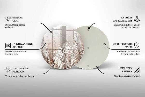 Üveg alátét gyertyákhoz Boho növényzet levelei