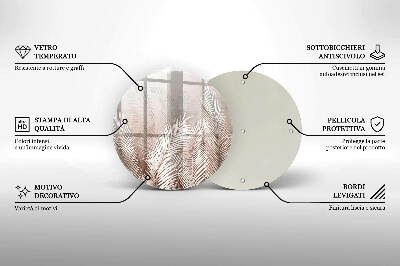 Üveg alátét gyertyákhoz Boho növényzet levelei