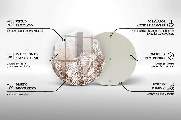 Üveg alátét gyertyákhoz Boho növényzet levelei