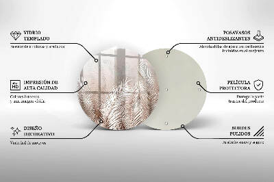 Üveg alátét gyertyákhoz Boho növényzet levelei