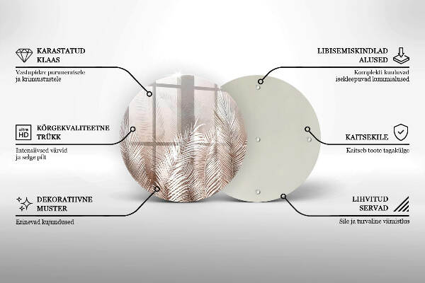 Üveg alátét gyertyákhoz Boho növényzet levelei