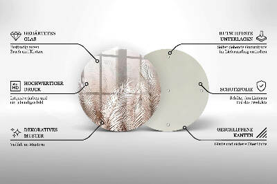Üveg alátét gyertyákhoz Boho növényzet levelei