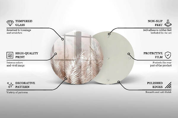Üveg alátét gyertyákhoz Boho növényzet levelei