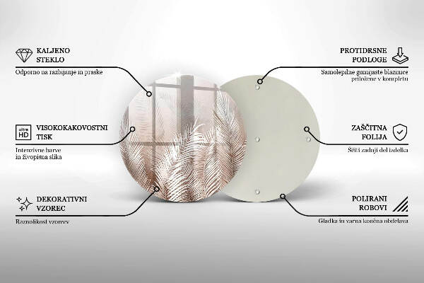 Üveg alátét gyertyákhoz Boho növényzet levelei