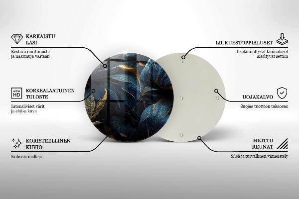 Üveg alátét gyertyákhoz Dekoratív levelek arannyal