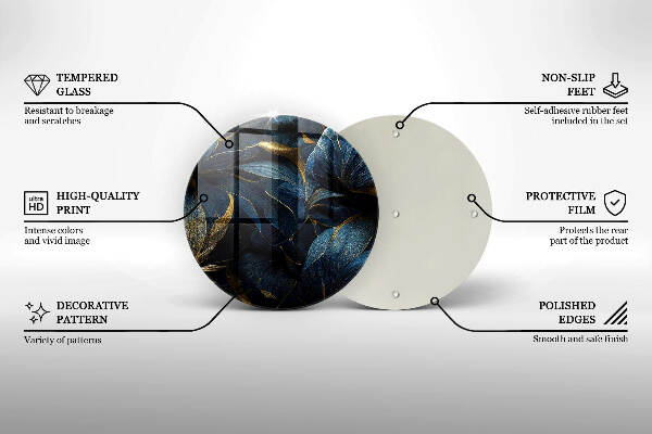 Üveg alátét gyertyákhoz Dekoratív levelek arannyal