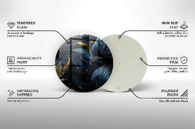 Üveg alátét gyertyákhoz Dekoratív levelek arannyal