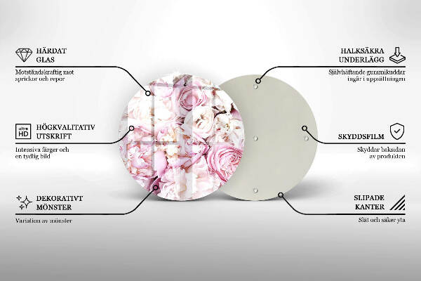 Üveg alátét gyertyákhoz Bazsarózsa csokor