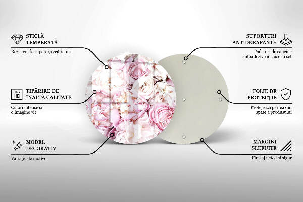 Üveg alátét gyertyákhoz Bazsarózsa csokor