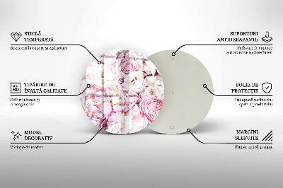Üveg alátét gyertyákhoz Bazsarózsa csokor