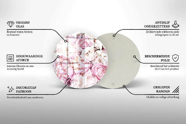 Üveg alátét gyertyákhoz Bazsarózsa csokor