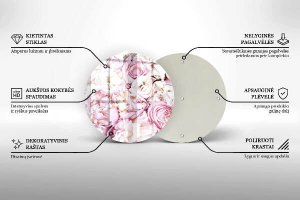 Üveg alátét gyertyákhoz Bazsarózsa csokor